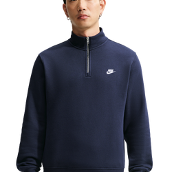 Men's - Nike Club Fleece Half-Zip - Obsidian/Obsidian/White