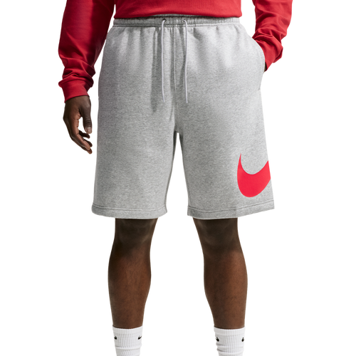 MENS - Nike Solo Swoosh Fleece Shorts - University Red/Light Smoke Grey Dark Heather