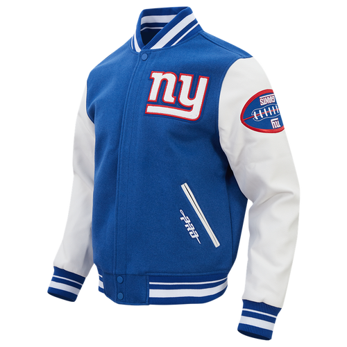 Pro Standard Mens New York Giants Giants Old English Rib Wool Varsity Jacket - - White / Dodger Blue Size XXL