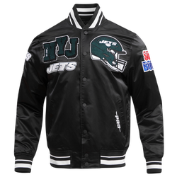 Men's - Pro Standard Jets Mash Up Rib Satin Jacket - Black