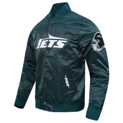 Men's - Pro Standard Jets Big Logo Satin Jacket - Forest Green