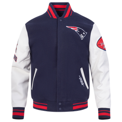 Men's - Pro Standard Patriots Old English Rib Wool Varsity Jacket - Red/Midnight Navy/Midnight Navy