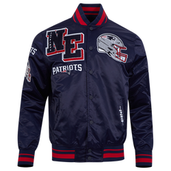 Men's - Pro Standard Patriots Mash Up Rib Satin Jacket - Midnight Navy/Midnight Navy/Red