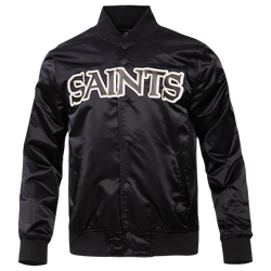 Men's - Pro Standard Saints Big Logo Satin Jacket - Black