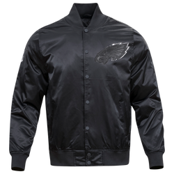 Men's - Pro Standard Eagles Triple Black Satin Jacket - Triple Black