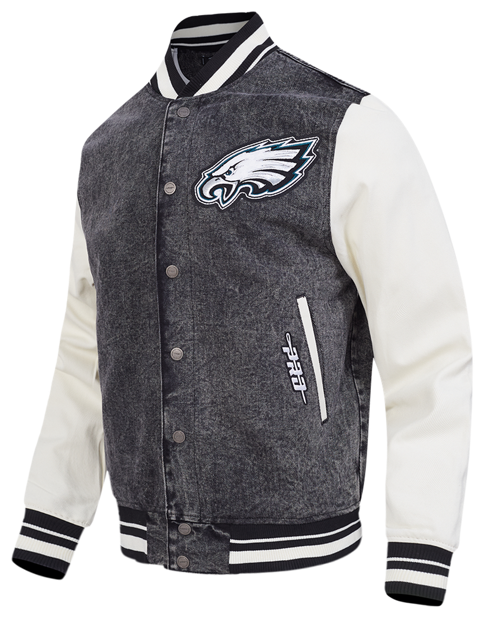 Pro Standard Eagles Rebel Athletics Denim Varsity Jacket - Men's