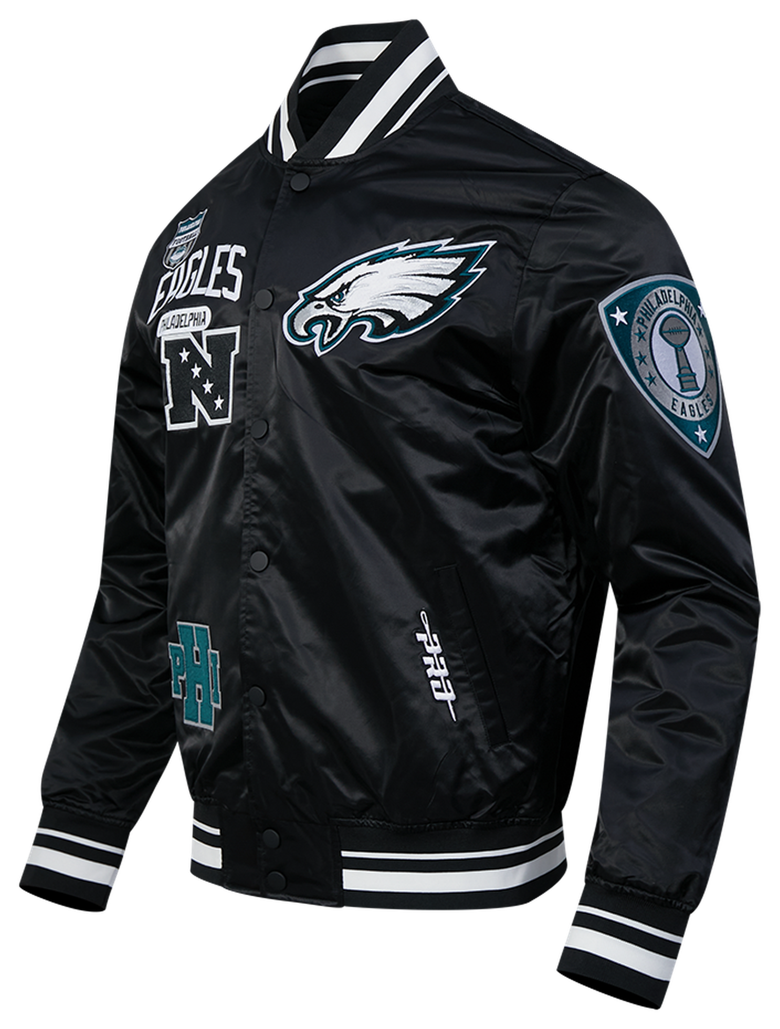 Pro Standard Eagles Letterman Rib Satin Jacket - Men's