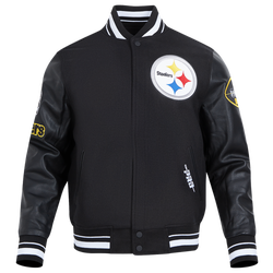 Men's - Pro Standard Steelers Old English Rib Wool Varsity Jacket - Black
