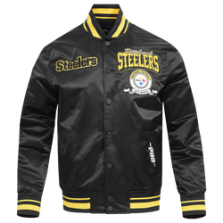 Men's - Pro Standard Steelers Team Badge Rib Satin Jacket - Yellow/Black