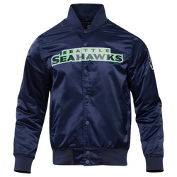 Men's - Pro Standard Seahawks Big Logo Satin Jacket - Midnight Navy