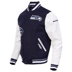 Men's - Pro Standard Seahawks Old English Rib Wool Varsity Jacket - White/Midnight Navy