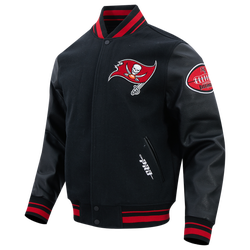 Men's - Pro Standard Buccaneers Old English Rib Wool Varsity Jacket - Black/Red/Black