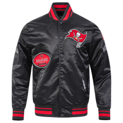 Men's - Pro Standard Buccaneers Old English Rib Satin Jacket - Red/Black/Black