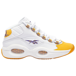 Boys' Grade School - Reebok Question Mid "Yellow Toe" - White/Yellow