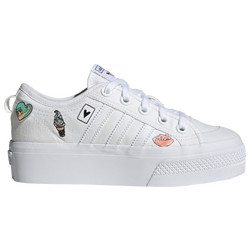 Girls' Grade School - adidas Originals Nizza Platform - White/White