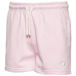 Girls' Grade School - New Balance French Terry Small Logo Shorts - White/Pink