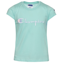 Girls' Grade School - Champion Script T-Shirt - Blue/White