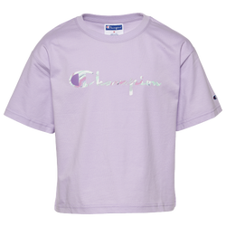 Girls' Grade School - Champion Marble Script Boxy T-Shirt - Purple/Pink