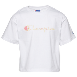 Girls' Grade School - Champion Marble Script Boxy T-Shirt - White/White