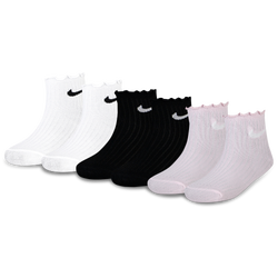 Girls' Preschool - Nike Lettuce Welt Ankle Socks 6 Pack - White/Pink/Black