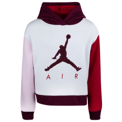 Girls' Grade School - Jordan Luxe Colorblock Fleece Pullover Hoodie - White/Maroon