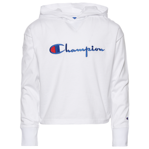 

Champion Girls Champion Heritage Pullover Hoodie - Girls' Grade School White/White Size L