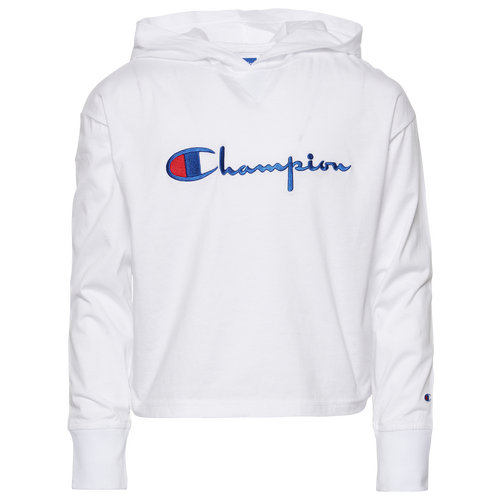 

Girls Champion Champion Heritage Pullover Hoodie - Girls' Grade School White/White Size L