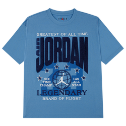 Boys' Grade School - Jordan MJ Chenille Arch Short Sleeve T-Shirt  - Blue Beyond/White