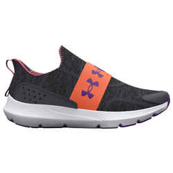 Boys' Grade School - Under Armour Surge 3 Slip - Pitch Gray/Orange Blast/Galaxy Purple