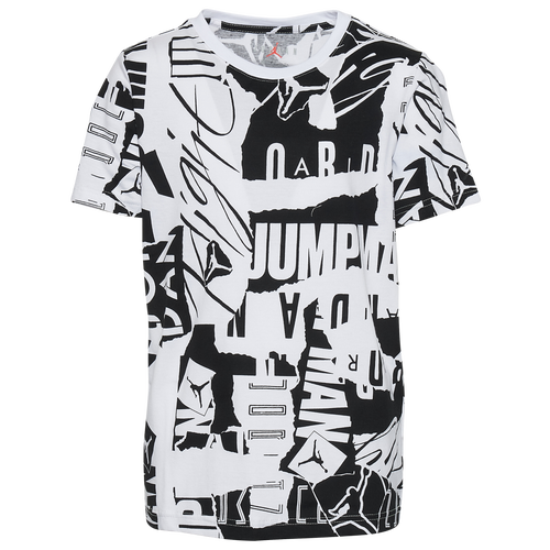 

Boys Jordan Jordan Jumpman Flight All Over Print T-Shirt - Boys' Grade School White/Black Size M