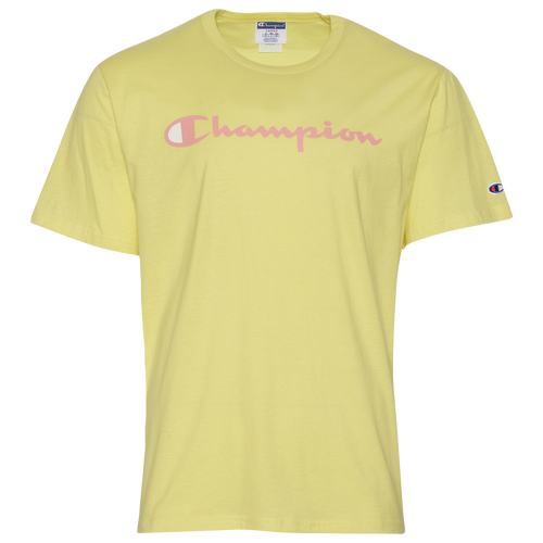 

Champion Mens Champion Script 22 Short Sleeve T-Shirt - Mens Pink/Yellow Size L