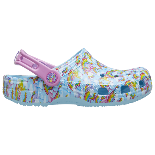 Shop Crocs Girls  Lisa Frank Rainbow Classic Clogs In Arctic