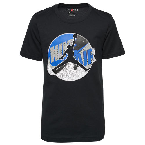 

Boys Jordan Jordan Jumpman Patched T-Shirt - Boys' Grade School Black/Blue Size XL