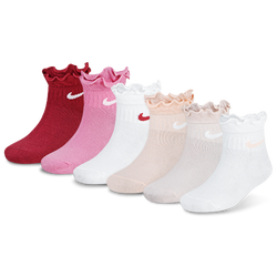 Girls' Preschool - Nike Ruffle Quarter Socks 6 Pack - Pink