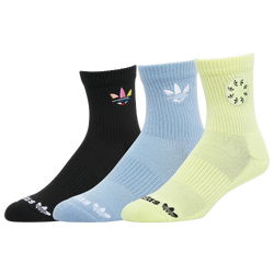 Men's - adidas Bold Trefoil 3-Pack Mid Crew Socks - Black/Blue