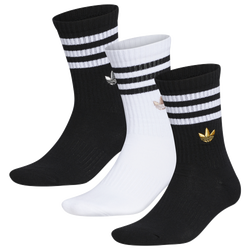 Men's - adidas Originals 3 Stripe Gilver 3 Pack Crew Socks - Black/White/Gold