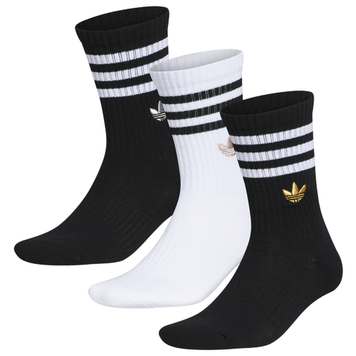 MENS - adidas Originals 3 Stripe Gilver 3 Pack Crew Socks - Black/White Gold