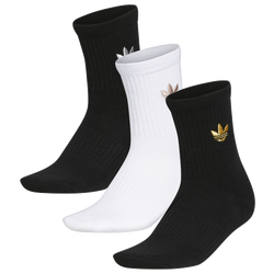 Women's - adidas Originals OG Gilver Trefoil 3 Pack Mid Socks - Black/Gold/White