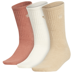 Women's - adidas Originals Comfort 3 Pack Crew Socks - Beige/White