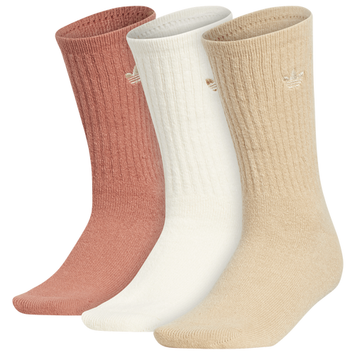 Adidas Originals Comfort 3 Pack Crew Socks In Beige/white