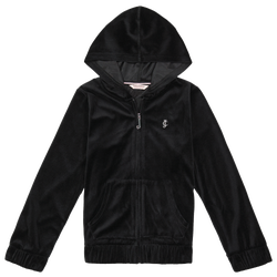 Girls' Grade School - Juicy Couture Velour Full-Zip Hoodie - Deep Black/Black