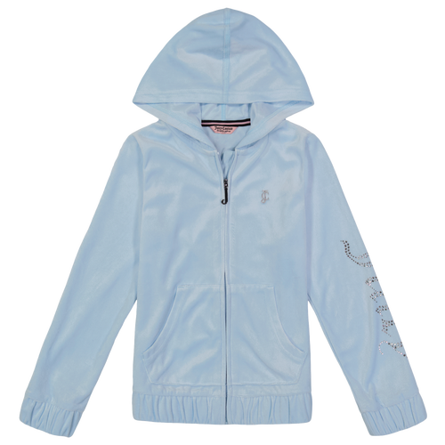 

Girls Juicy Couture Juicy Couture Velour Full-Zip Hoodie - Girls' Grade School Sky Blue/Sky Blue Size XL