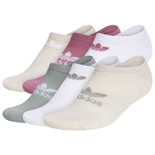 Adidas Originals Womens  Superlite 6 Pack No Show Socks In White/silver Green/pink Strata