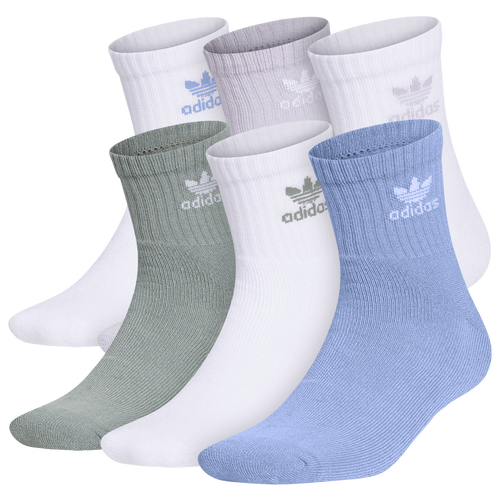 Adidas Originals Mens  Trefoil Color 6 Pack Quarter Socks In Blue Dawn/silver Dawn/silver Green