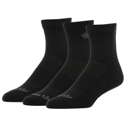 Men's - adidas Originals Mid Crew 3 Pack Socks - Black/Grey