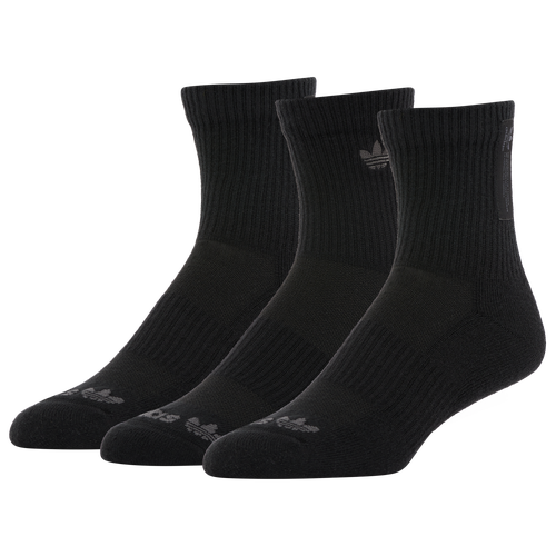 Adidas Originals Mens  Mid Crew 3 Pack Socks In Black/grey