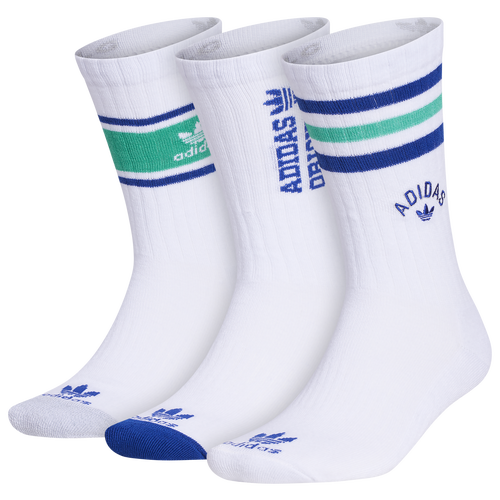 

adidas Originals Mens adidas Originals 3-Pack New Prep Crew Socks - Mens White/Blue/Green Size L