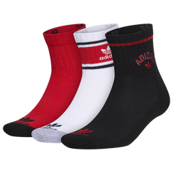 Men's - adidas Originals New Prep 3 Pair Quarter Socks - Black/Scarlet/White
