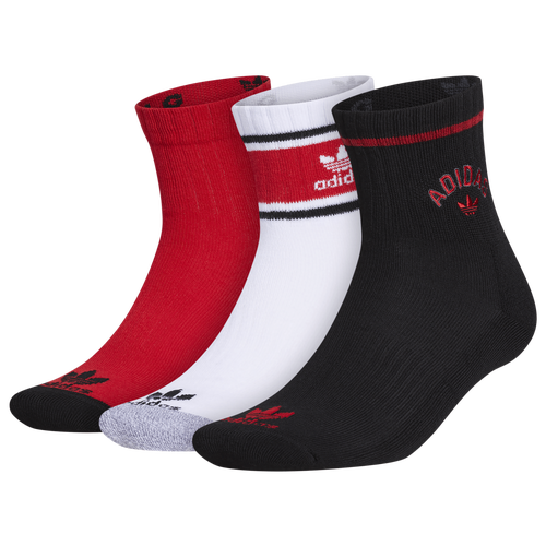 

adidas Originals Mens adidas Originals New Prep 3 Pair Quarter Socks - Mens Black/Scarlet/White Size L