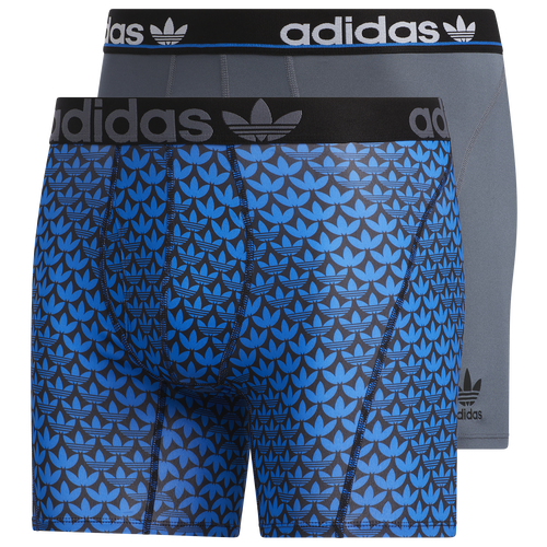 

adidas Originals Mens adidas Originals Trefoil 2 Pack Underwear - Mens Grey/Blue/Black Size XL